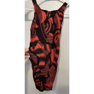 Vintage 80s Speedo Swimsuit One Piece Red Black No Liner Women’s 28 S OLD